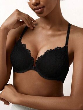 Victoria’s Secret push up Black Lace Front-Close Push-Up Bra - Women Intimates